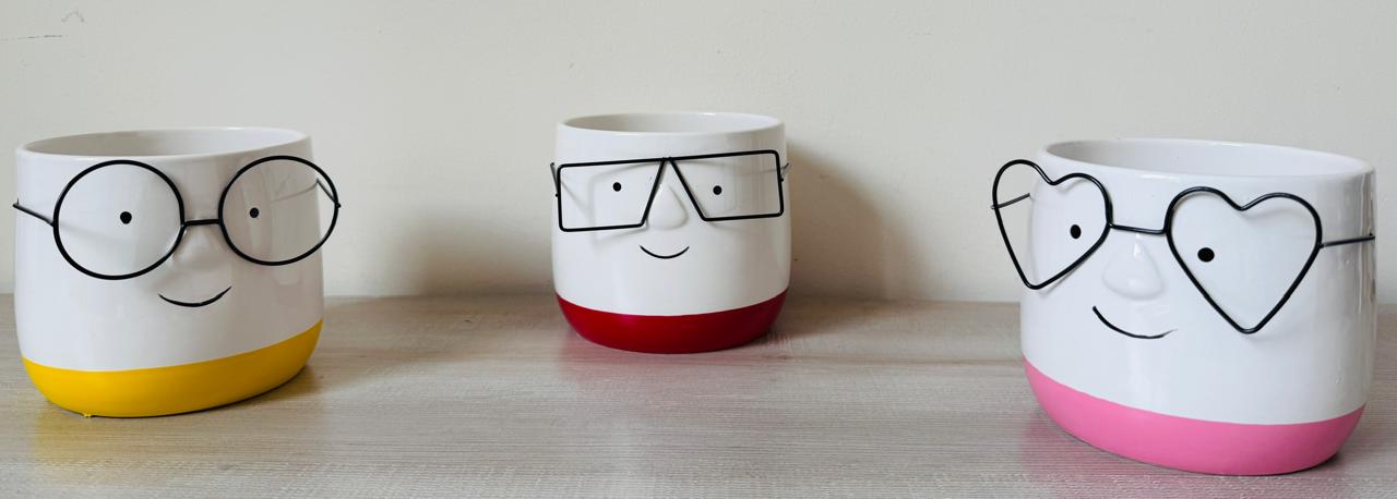 Smarty Face Ceramic Planter