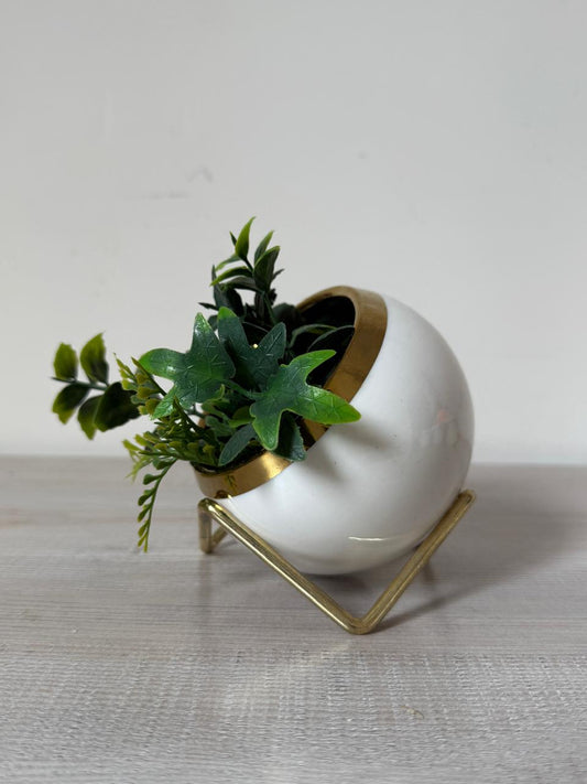Chic Gold & White Tilted Planter