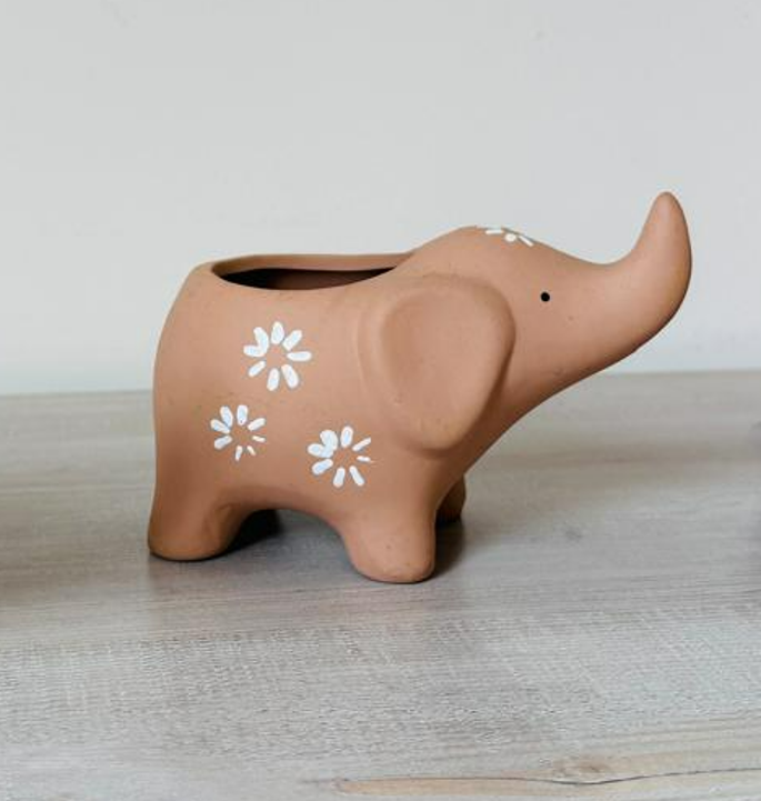 Ceramic Blossom Elephant Planter