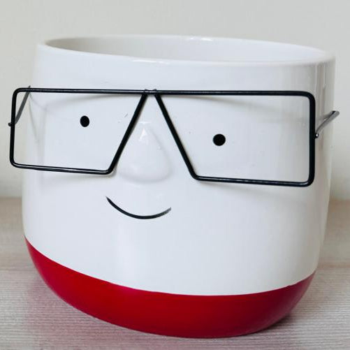 Smarty Face Ceramic Planter