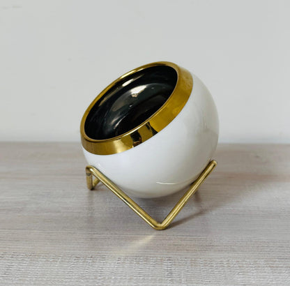 Chic Gold & White Tilted Planter