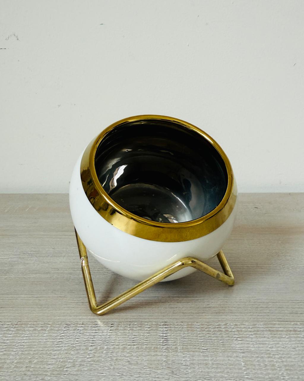 Chic Gold & White Tilted Planter