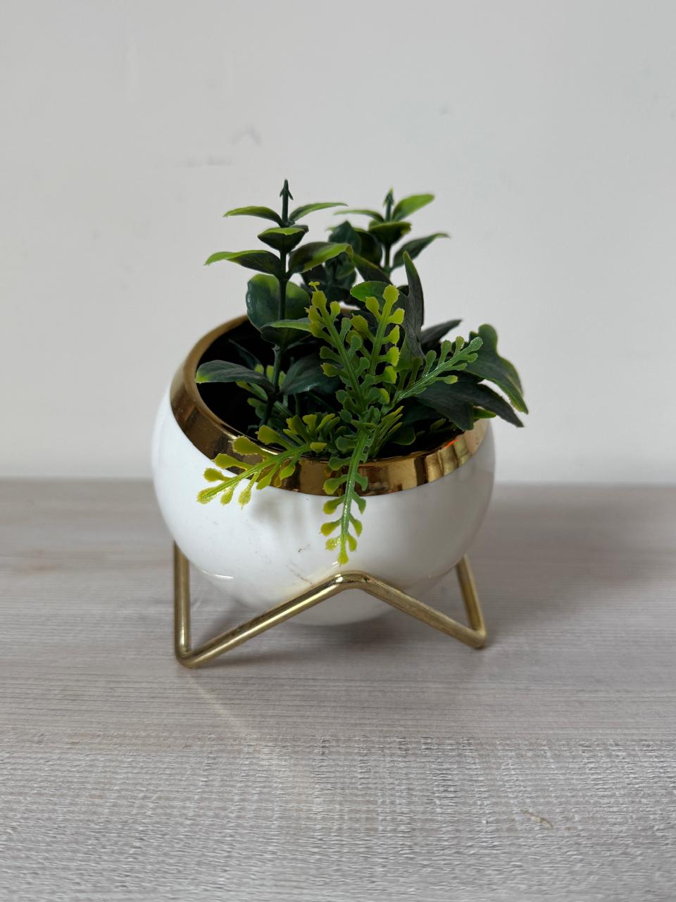 Chic Gold & White Tilted Planter