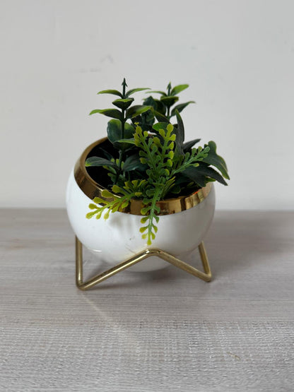 Chic Gold & White Tilted Planter